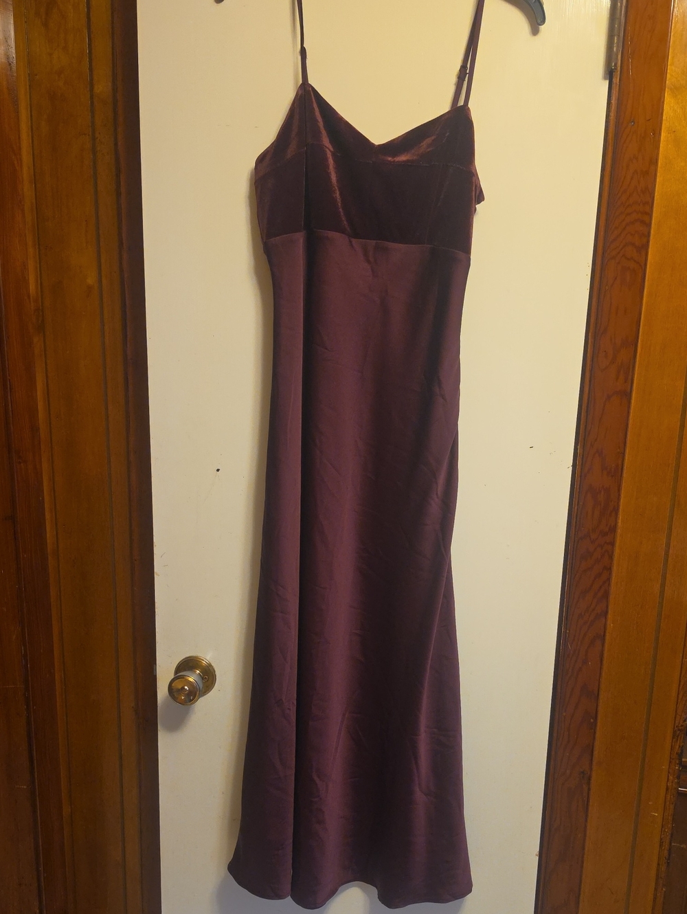 Express Wine Velvet and Satin Maxi Slip Dress